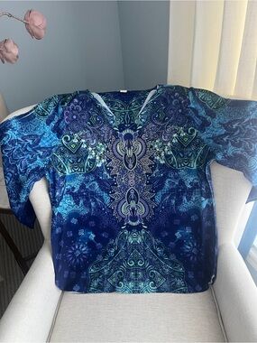 Chico's Paisley Embellished V-Neck Blouse Size Chico 2